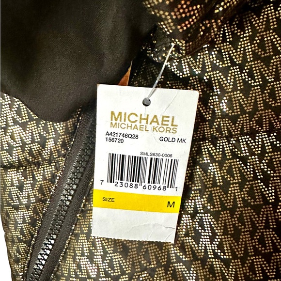 metallic finish repeat “MK” lettering, zip pockets snap-fastened hood - Picture 10 of 13